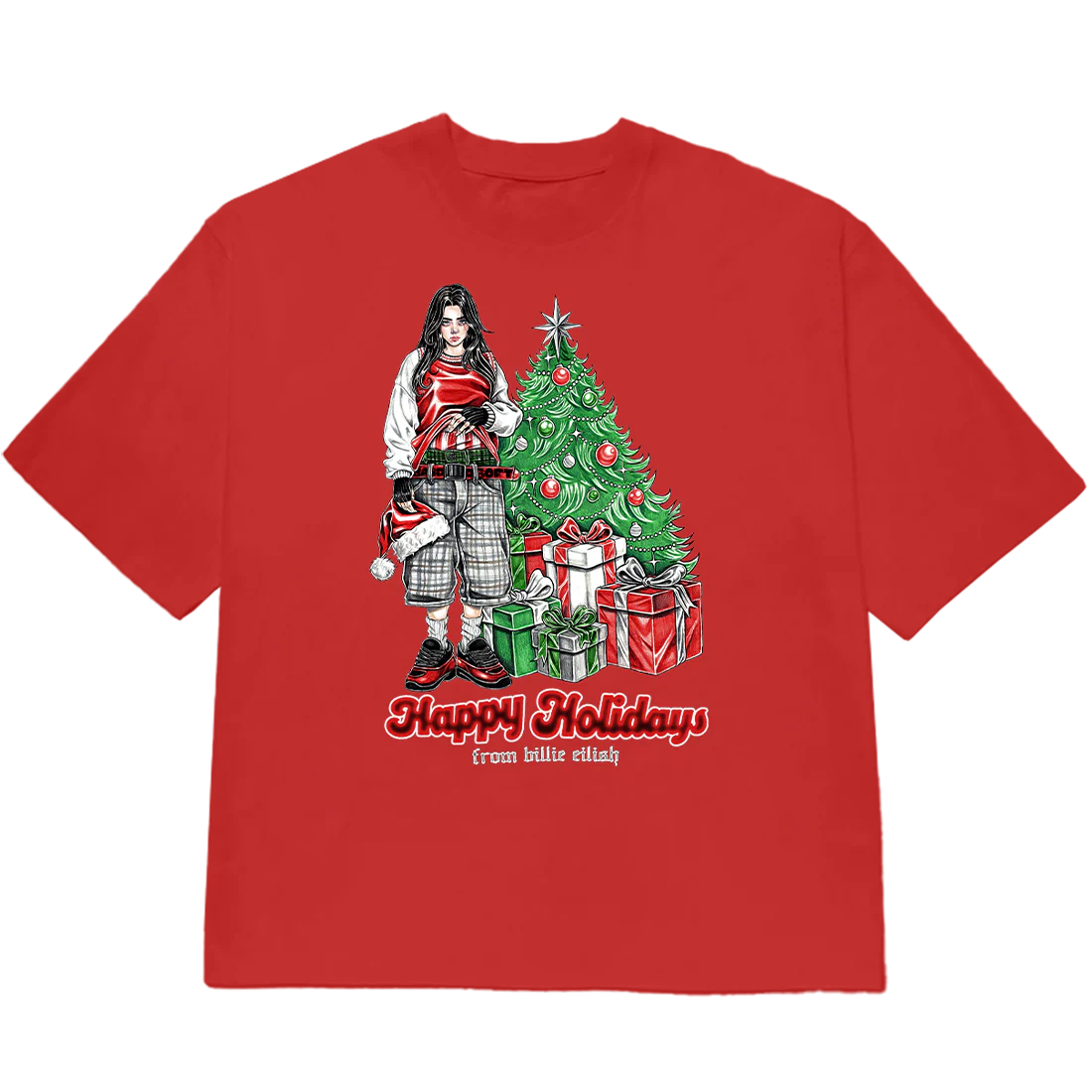 HAPPY HOLIDAYS TEE-SHIRT ROUGE - Image 3